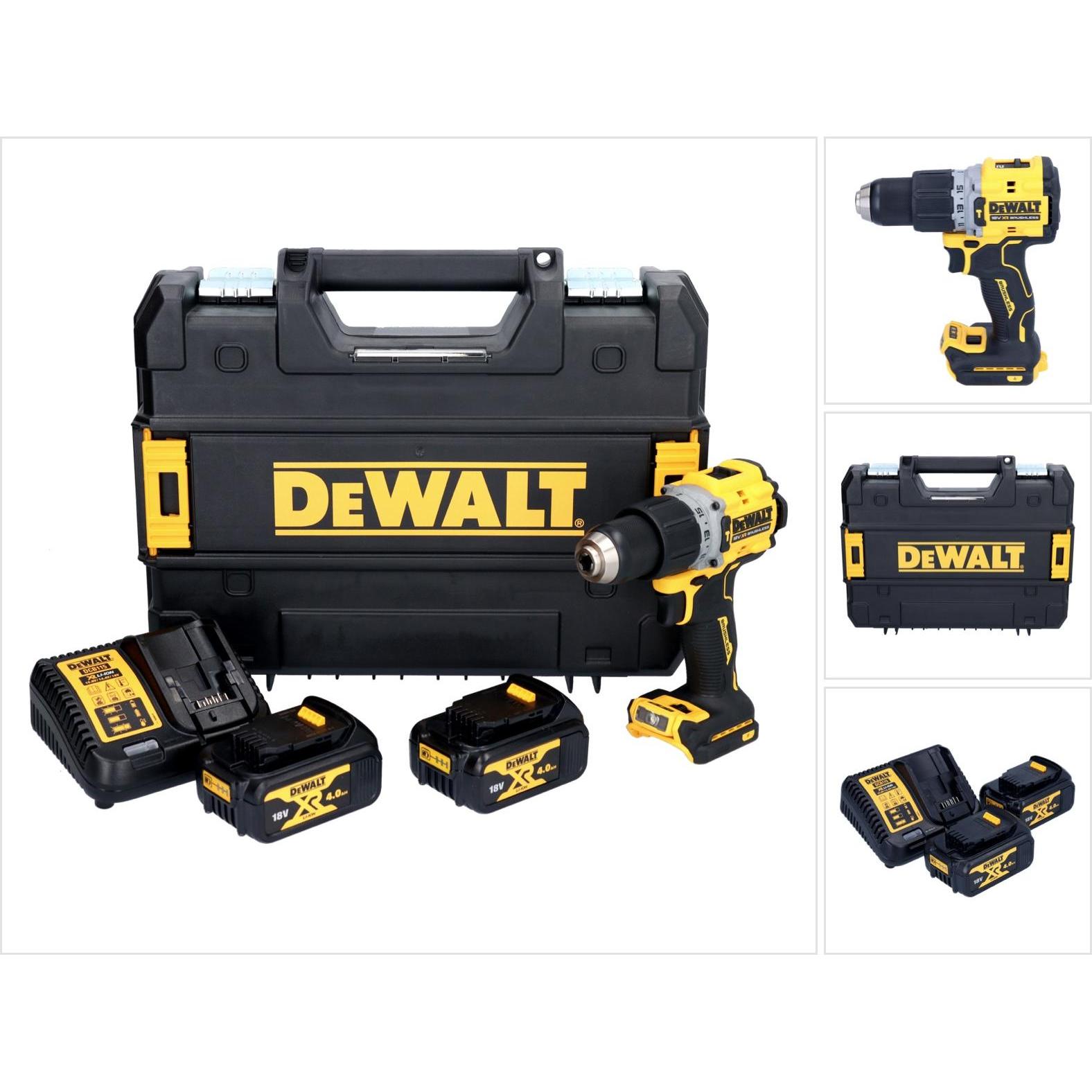 DeWalt, Bohrmaschine + Akkuschrauber, DCD 805 M2T Akku Schlagbohrschrauber 18 V 90 Nm Brushless + 2x Akku 4,0 Ah + Ladeg...