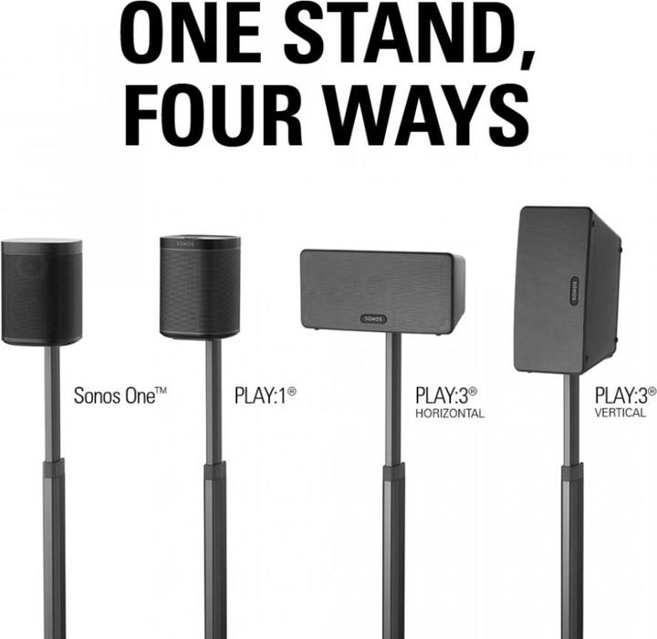 Image du produit Sanus Support pour Sonos ONE, PLAY:1, Play:3 (1 pièce, Support, Réglable en hauteur)