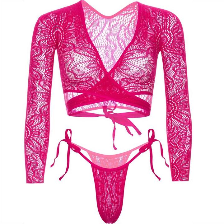 Actual product image Leg Avenue Wraparound Crop Top en String Roze (One size)
