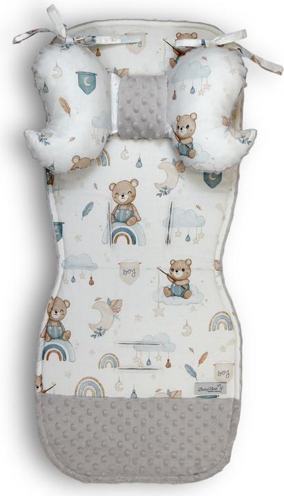 Baby-Nest Kinderwagen Sitzauflage & Anti-Schock Kissen |Premium Baumwolle &  Minky-Stoff |Teddy Bear