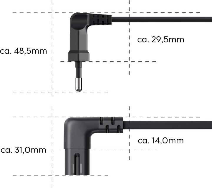 Produktbild Hama Netzkabel, beidseitig gewinkelt, Euro-Stecker, Doppelnut/C7, 3 m, Schwarz (3 m)