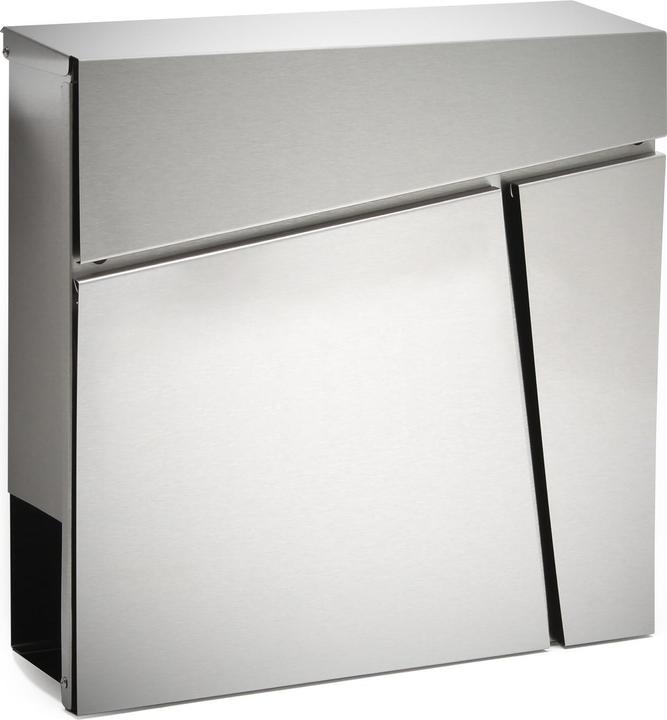 Immagine prodotto Wiltec Cassetta postale di design V23 in acciaio inox con scomparto per giornali Cassetta postale a muro