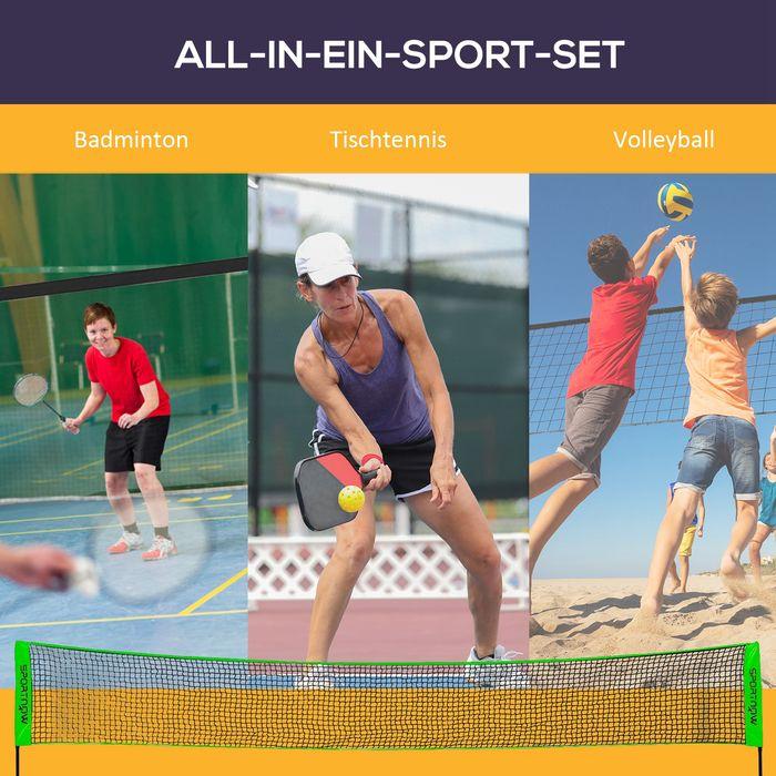 Immagine prodotto Swisshandel24 Badminton Set, Badmintonnetz mit Ständer, Federbällen, 4 Schlägern, Stahl