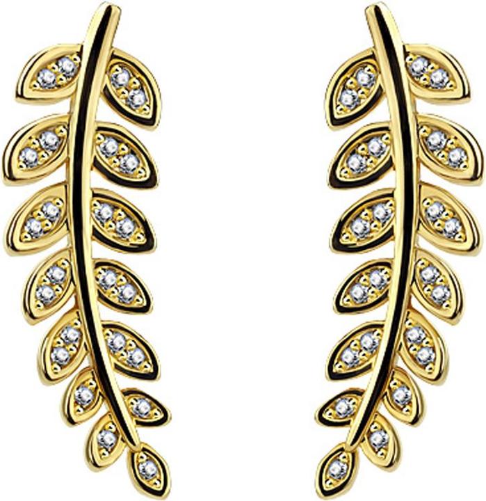 Produktbild Star Piercing Ohrring Ear Climber vergoldet mit Olivenblatt (Messing)