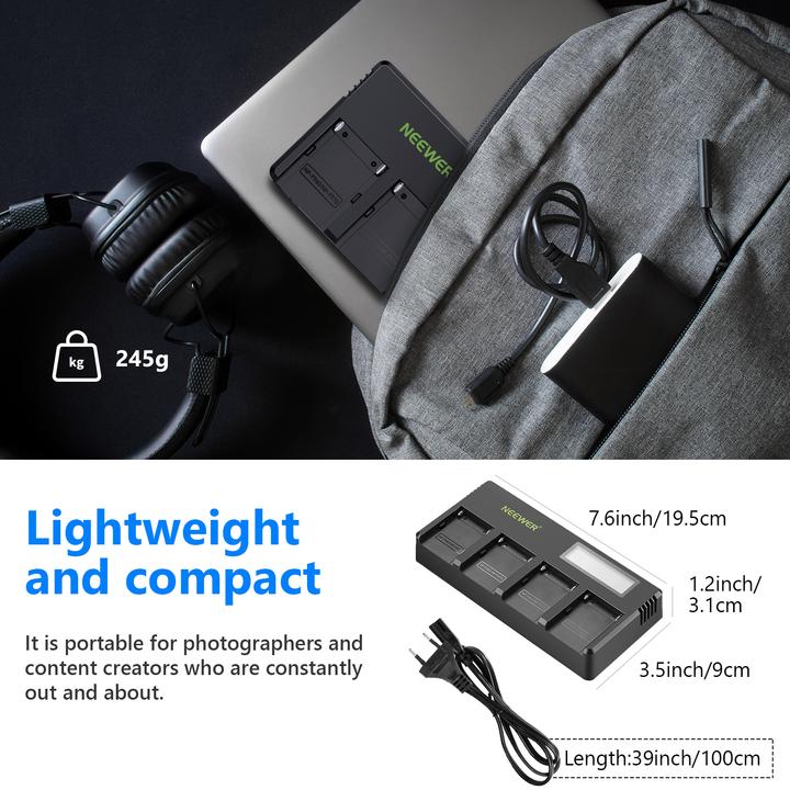 Actual product image Neewer 4-Channel LCD Display Battery Charger For F550/F750/F970 (Camera battery charger)