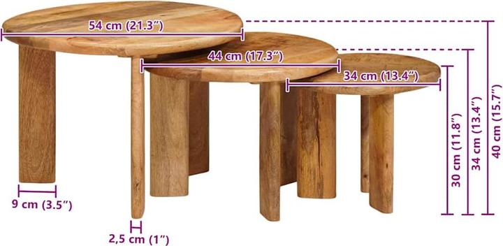 Produktbild vidaXL Nesting-Couchtische (54 x 54 x 40 cm)