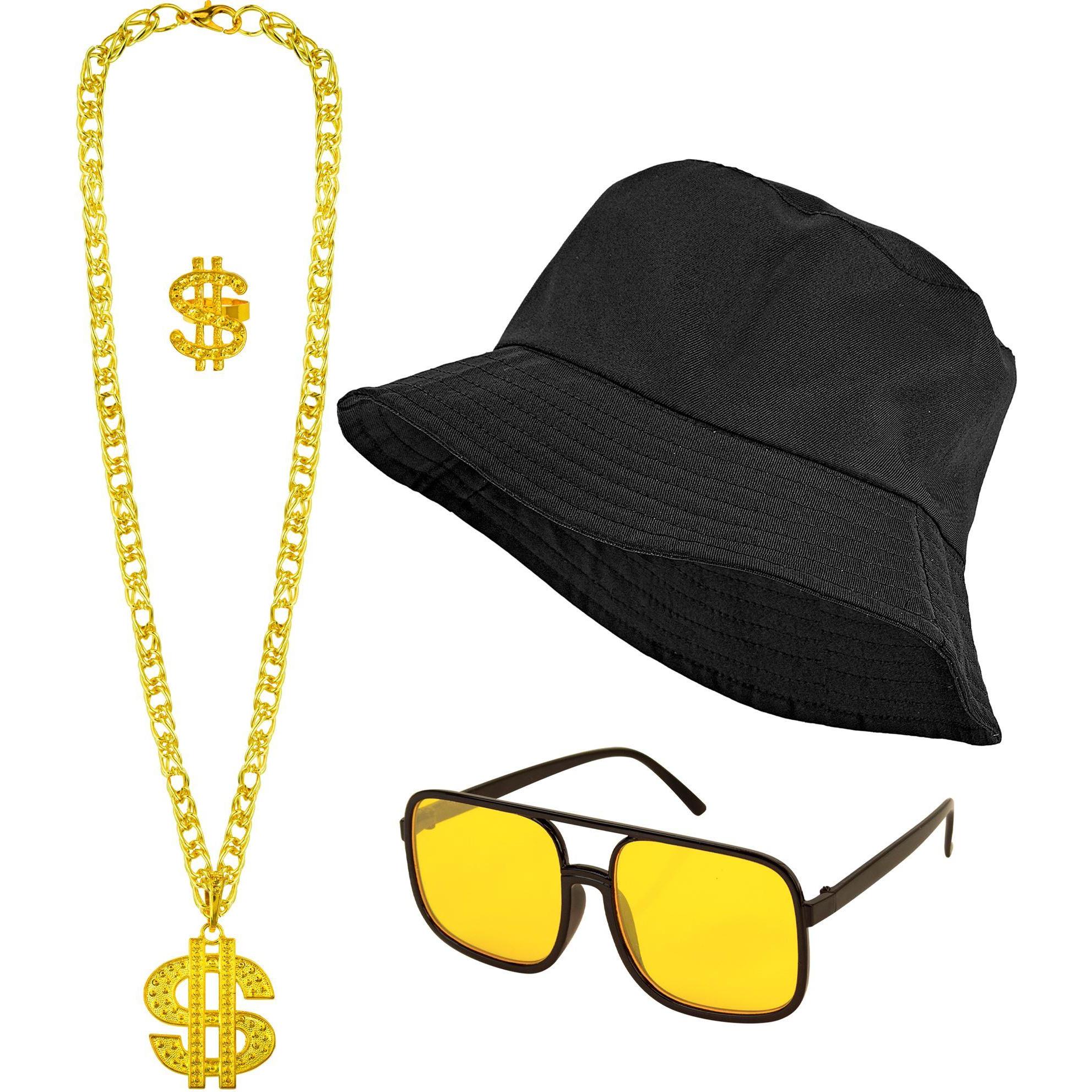 Widmann THE 90s HIP HOP FASHION - schwarz (Anglerhut, Brille, Kette, Ring)