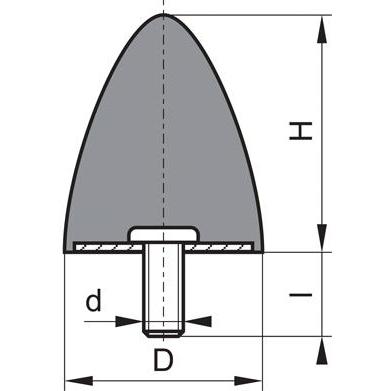 Magni, Möbelgleiter + Schutzpuffer, Gummi Anschlag Puffer GP DP 15x15 M4x12