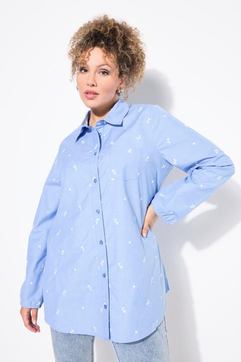 Immagine prodotto Ulla Popken camicia, ricamo floreale, taglio ad A, colletto, manica lunga (54)