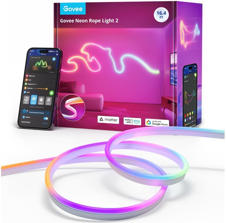 Image du produit Govee 5M Neon Preinstalled Strip Light en blanc cassé (Multicolore, 500 cm, Intérieur, Extérieur)