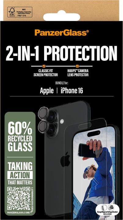 Productafbeelding PanzerGlass Bundel Glas + PicturePerfect (1 Stuk, Apple iPhone 16)