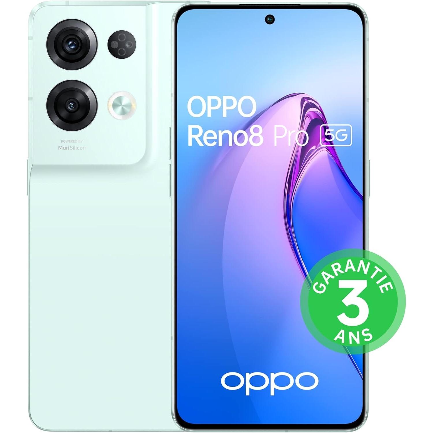 OPPO OPP DS RENO8 PRO 5G 8+256 GLO GRN (256 GB, Glazed Green, 6.70", Dual SIM, 5G), Smartphone, Grün