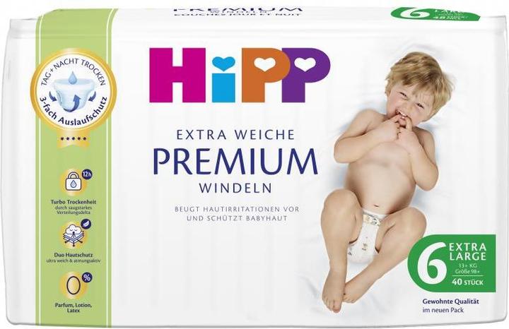 Produktbild Hipp Windeln Premium (Gr. 6, Tragepack, 40 Stk.)