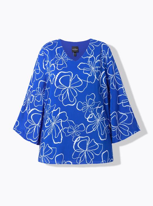 Actual product image Ulla Popken Scribble Floral Layered Chiffon Blouse (54)