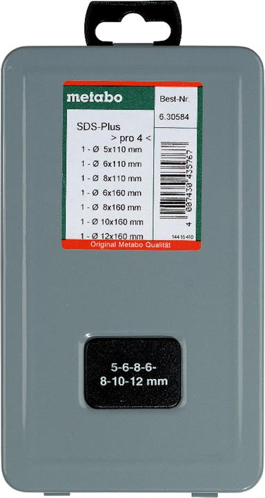 Immagine prodotto Metabo Set di 4 trapani SDS-Plus Pro 7 pezzi (5 mm, 6 mm, 8 mm, 10 mm, 12 mm)