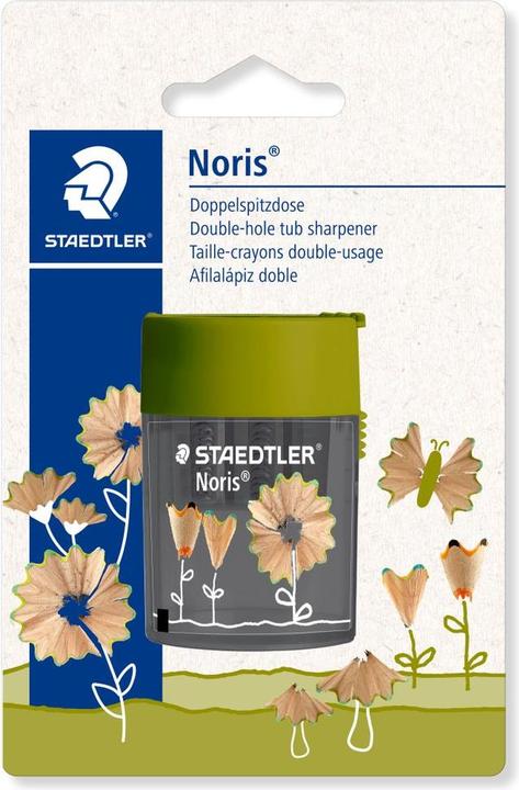 Staedtler 512 Doppelspitzdose, zwei Spitzlöcher für unterschiedliche Stiftformate, Blisterkarte mit