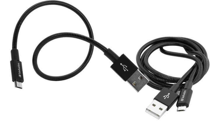 Produktbild Verbatim Micro USB Cable Sync & Charge 100cm black + 30 cm black (1 m, USB 2.0)