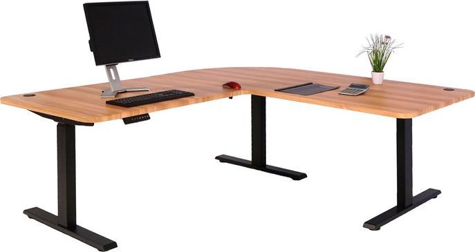 Actual product image Swisshandel24 Corner desk, computer desk, electrically height-adjustable Memory 178x178cm 84kg Oak decor, sc