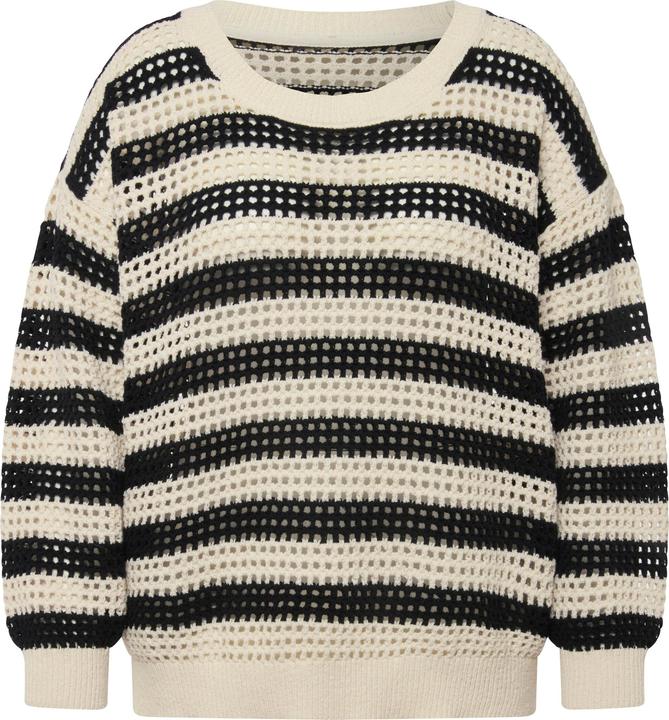 Produktbild Ulla Popken Häkelpullover, Streifen, Oversized, Rundhals, Langarm (50, 52)
