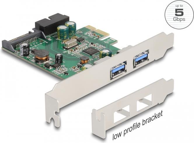 Immagine prodotto Delock Scheda PCI Express x1 a 2 x USB 3.2 Gen 1 Type-A esterno + 1 x connettore USB 19 pin maschio interno