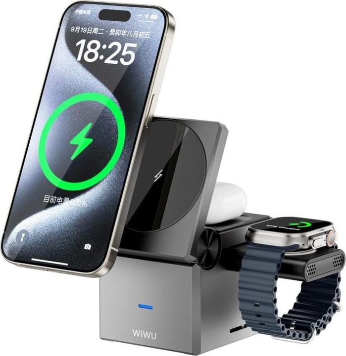 Produktbild Wiwu Wireless charger - Foldable Wireless Charger 3in1 Wi-W030 15W (15 W)
