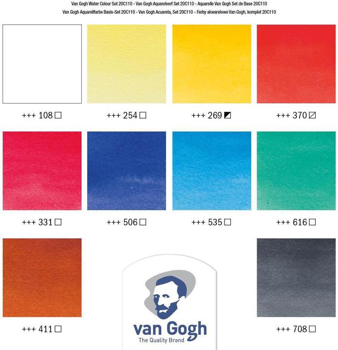 Actual product image Van Gogh Aquarellfarbe Basis-Set, 10 ml, Mehrfarbig (10000 ml)