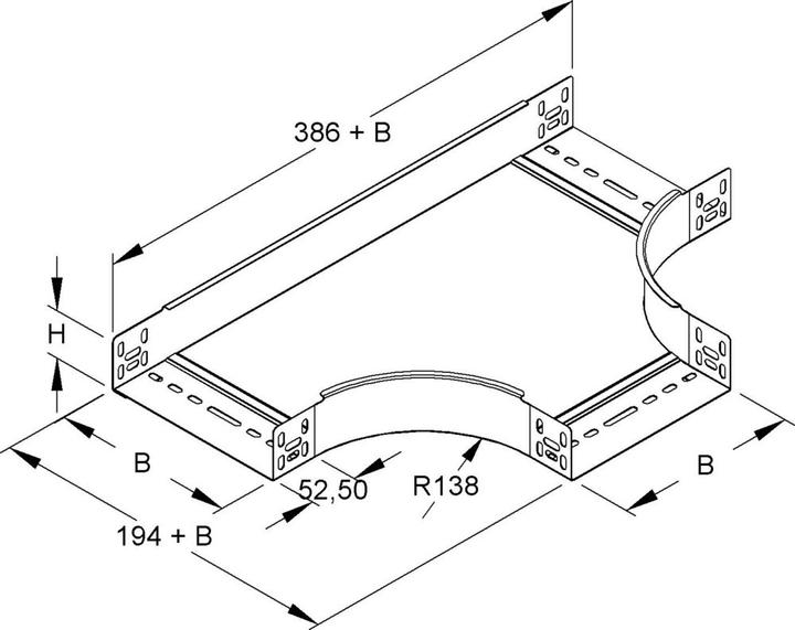 Image du produit Niedax NIE RTS60.200 T-barre 60x202mm avec montants latéraux non articulés, avec bande de renfort (6 cm)