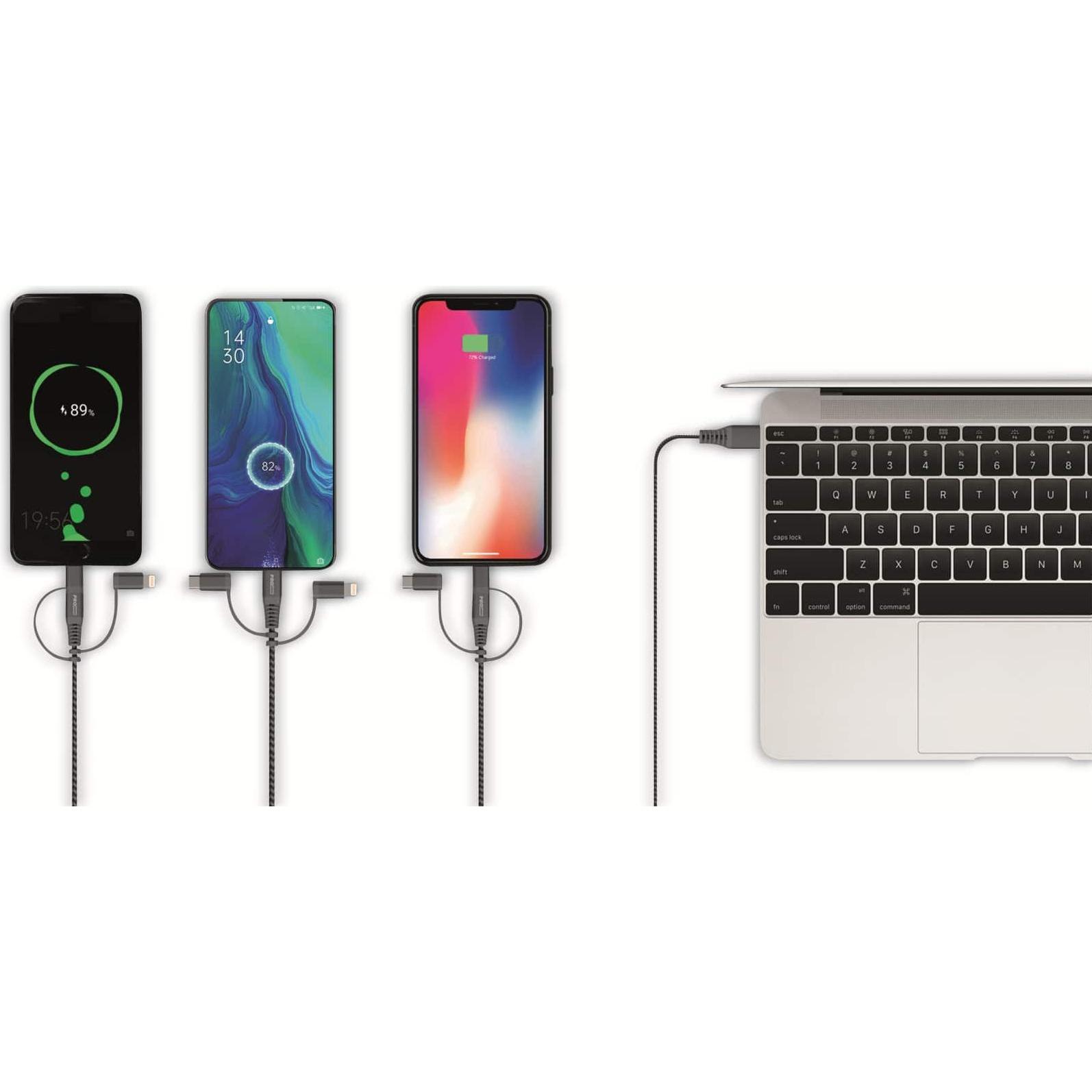 Thumbnail - ProUser USB-Kabel-Set 3-in-1, 2er-Set, 50 cm / 100 cm (1 m), USB Kabel