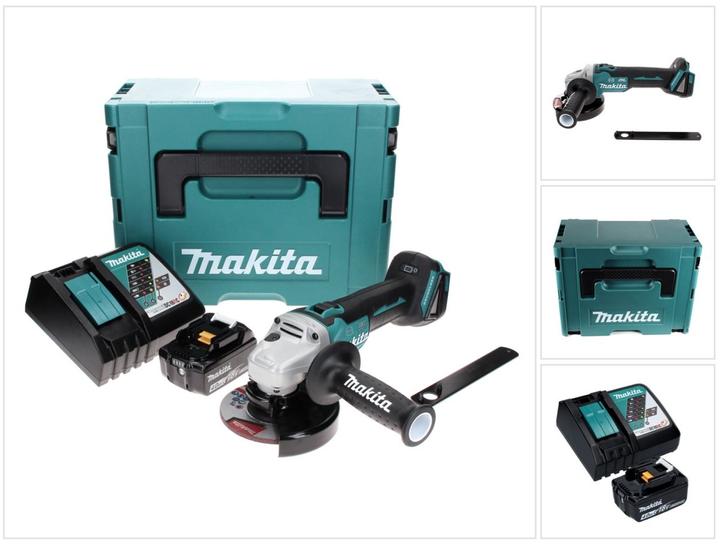 Actual product image Makita DGA 506 RM1J Battery angle grinder 18 V 125 mm Brushless + 1x battery 4.0 Ah + charger + Makpac (125 mm)