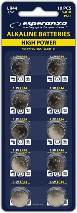 Image du produit Esperanza PILES ALCALINES LR44 AG13 10PCS. (10 pcs, LR44)