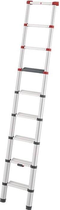 Actual product image Hailo Stepped telescopic single ladder Aluminium rungsSteps 9 max. total load 150 kg (Telescopic ladder, 265 cm)