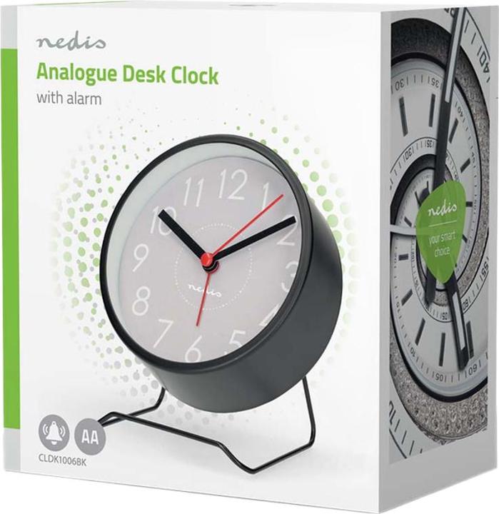 Produktbild Nedis Analoger Schreibtisch Wecker | Snooze-Funktion | leises Uhrwerk | Schwarz