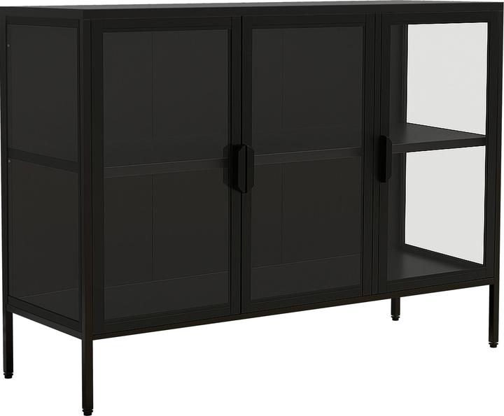 Produktbild VCM Stahl Glas Vitrine Sideboard Floka L (110 x 35 x 80 cm)