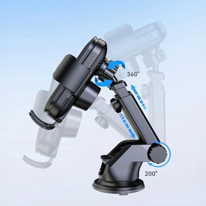 Actual product image Wozinsky WUMID car holder with 15W inductive charger for dashboard - black