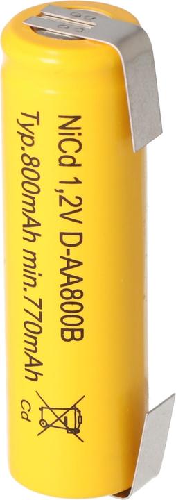 Actual product image AccuCell Akku Flat Top Mignon, AA mit Lötfahnen in U-Form (1 pcs., AA, 800 mAh)