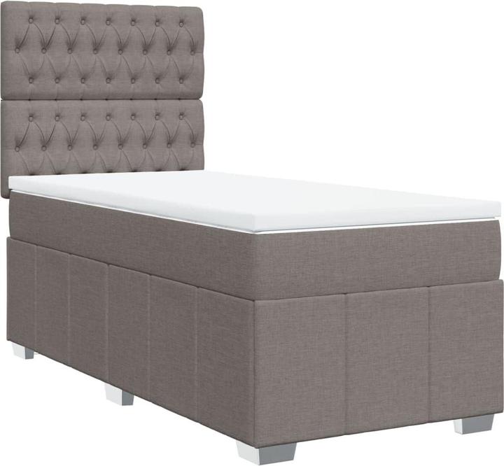 Actual product image vidaXL Boxspringbett Einzelbett Polsterbett Bett Matratze Taupe 80x200cm Stoff (80 x 200 cm)
