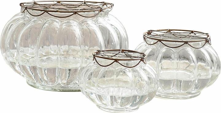 Loberon Vase 3er Set Xyphine klar/braun (3x)