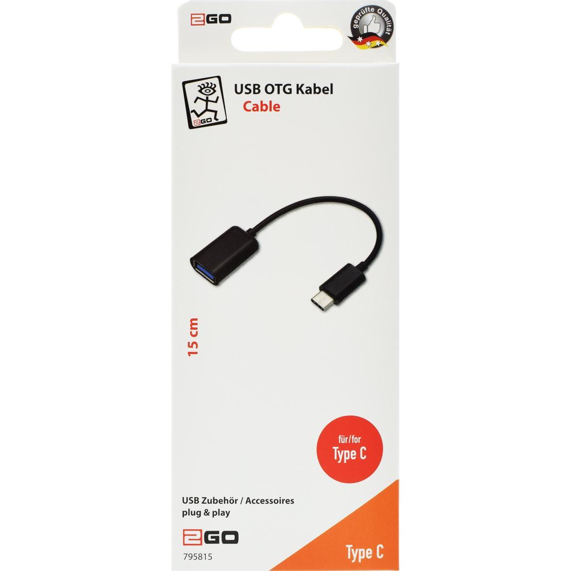 Thumbnail - 2GO Cable Typ C OTG Host (0.15 m, USB 3.2 Gen 1), USB Kabel