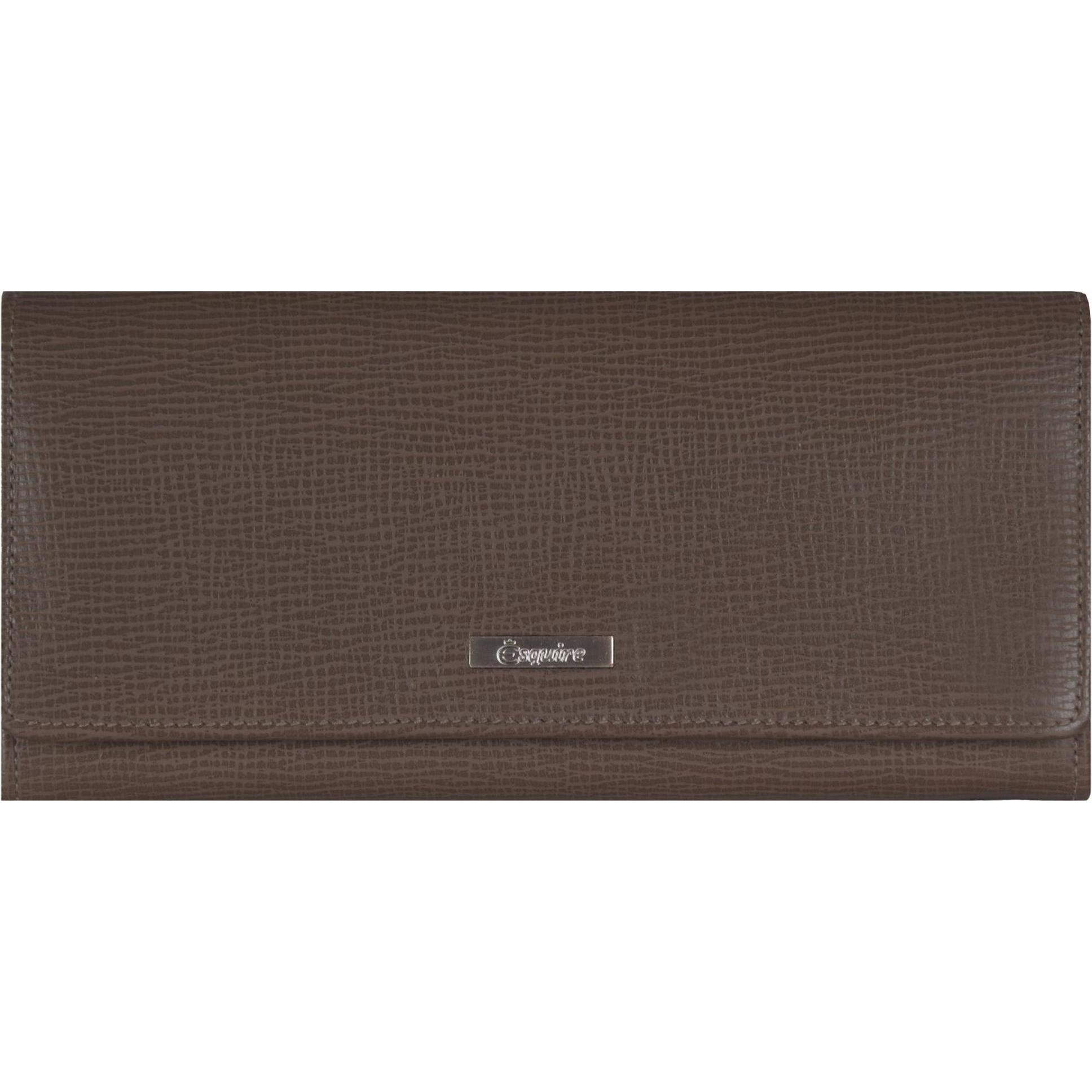 Esquire, Damen, Portemonnaie, Boston Damenlanggeldbörse Leder 19 cm, Braun