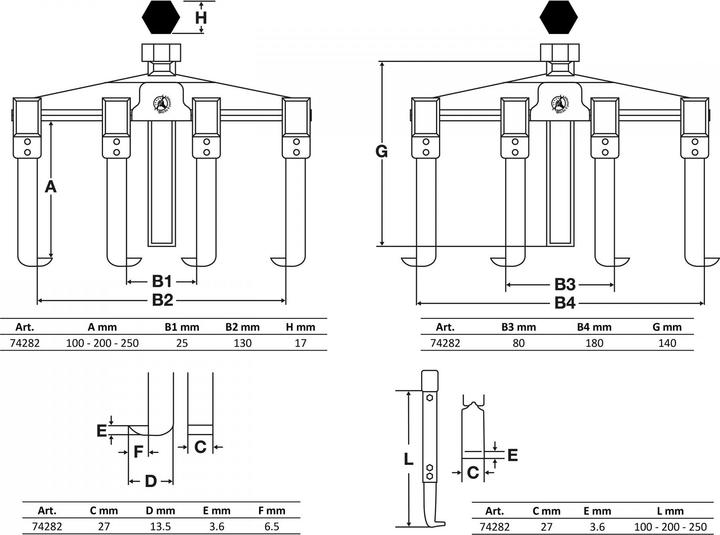 Image du produit BGS - Aussen-/Innenabzieher-Satz, 2-armig, 8-tlg.