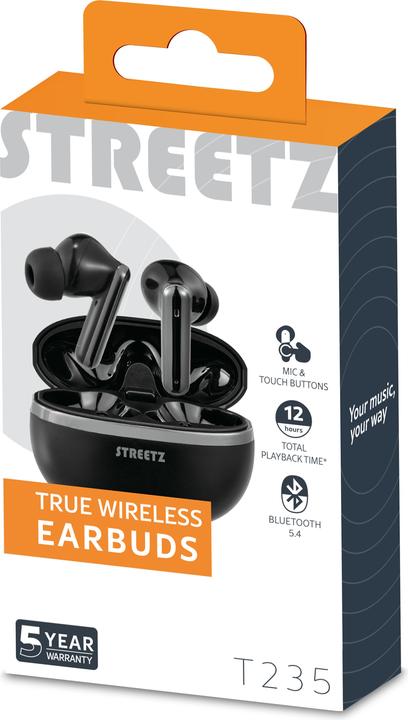 Actual product image Streetz T235 TWS earphones black (5 h, Wireless)
