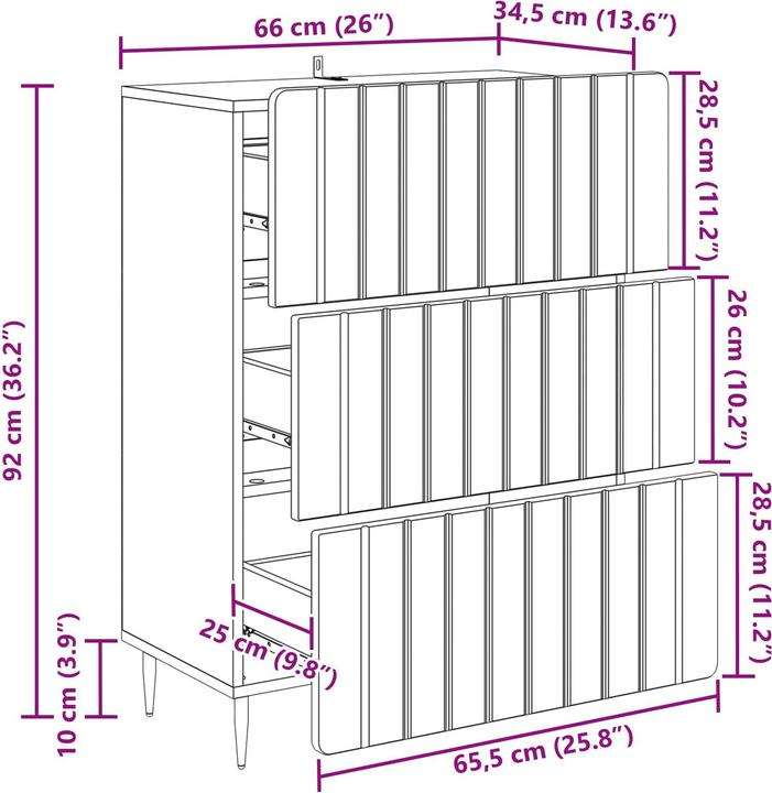 Produktbild vidaXL Aufbewahrungsschrank (66 x 34.50 x 92 cm)