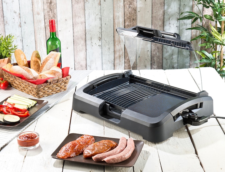 Actual product image Rosenstein & Söhne XL table grill with glass lid & ceramic-coated grill plate