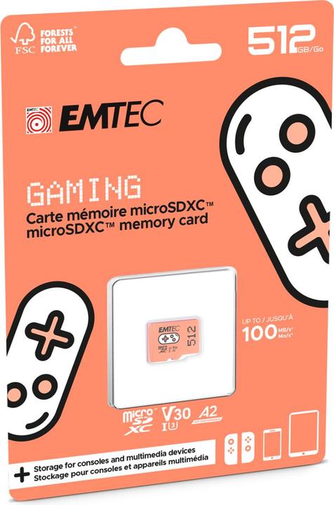 Actual product image Emtec MicroSD Card (512 GB, microSDXC, U3, UHS-I)