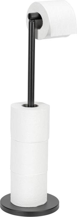 Wenko Support de papier toilette sur pied 2 en 1 Noir avec distributeur de rouleaux de papier toilette de