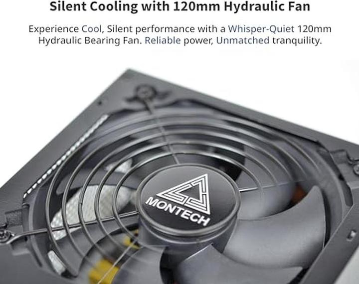 Produktbild Montech Nicht-modulare 80 Plus Weiss zertifizierte PC-Netzteil mit DC-zu-DC-Technologie und 120mm-Lüfter (750 W)