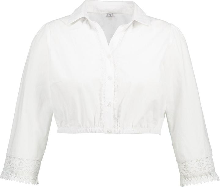 Image du produit Ulla Popken Chemisier bavarois traditionnel, col chemise et manches 3/4. Base élastique et dentelle. (48)