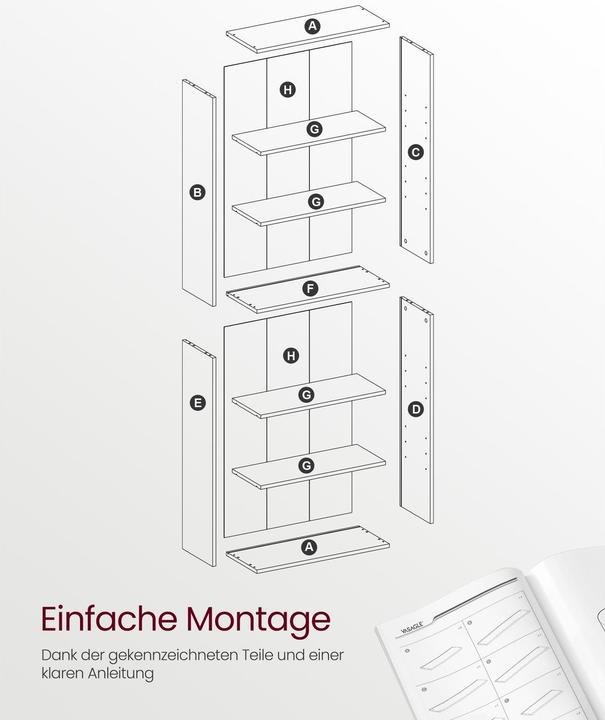 Immagine prodotto Vasagle Bücherregal Braun, Eigenschaften: Keine Eigenschaft (60 x 24 x 178.50 cm)