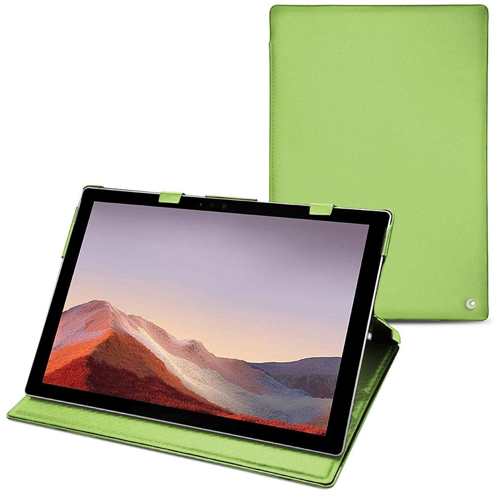 Noreve Lederschutzhülle vertikal (Microsoft Surface Pro 7), Tablet Hülle, Grün