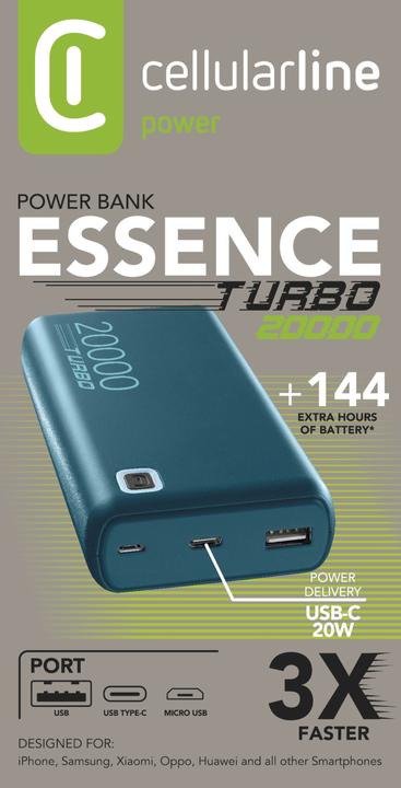 Actual product image Cellularline Essence Turbo 20000 (20000 mAh, 20 W, 74 Wh)